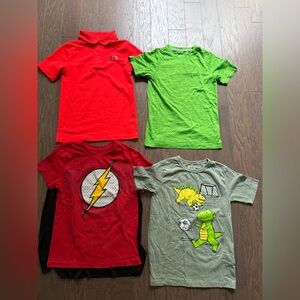 Lot of 4 shirts dinosaur flash Under Armour polo shirt Size Small & 6t kids boys